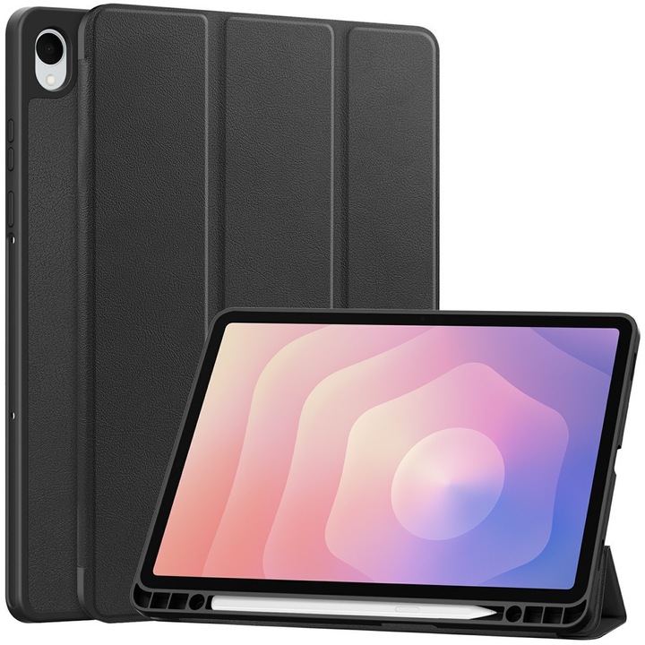 Husa tableta ERBORD pentru Samsung Galaxy Tab S11, tri-fold, cu suport pentru stylus, neagra