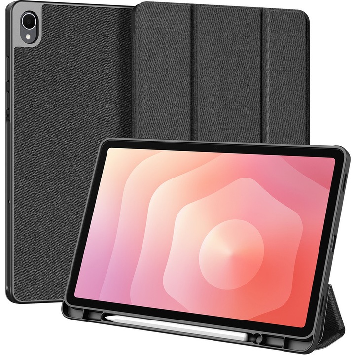 Husa tableta Dux Ducis Domo Series, neagra, pentru Samsung Galaxy Tab S11, cu suport si functie auto wake/sleep
