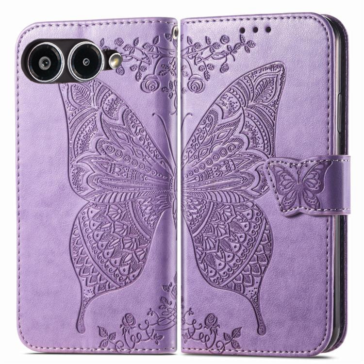 Etui telefon XGSM pentru T Phone 3 5G, Butterfly, fiolet, cu functie stand, din piele sintetica