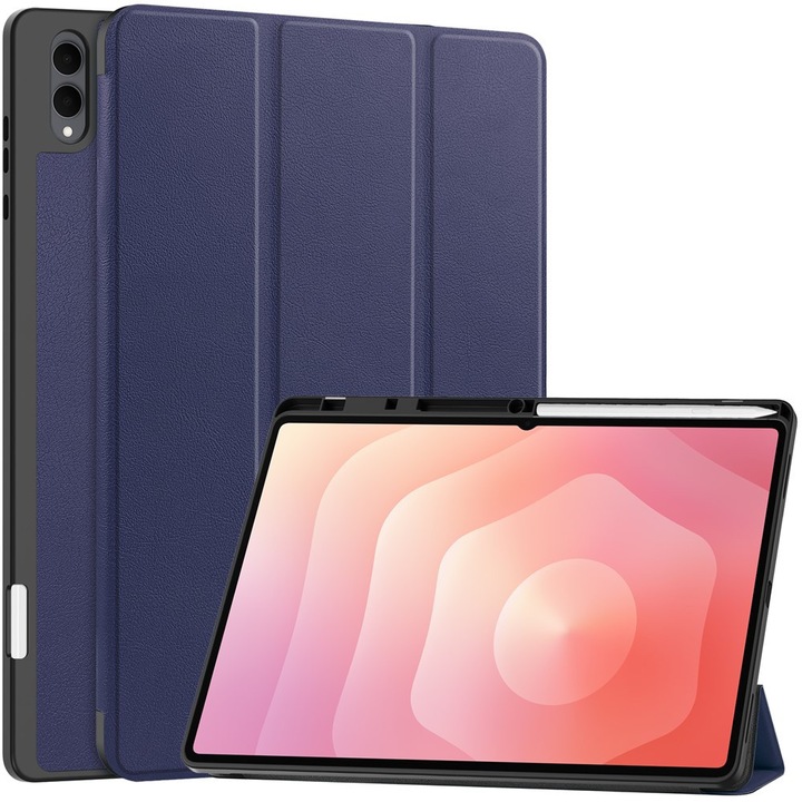 Husa tablete ERBORD pentru Samsung Galaxy Tab S11 Ultra, tri-fold, cu suport pentru rysik, albastra