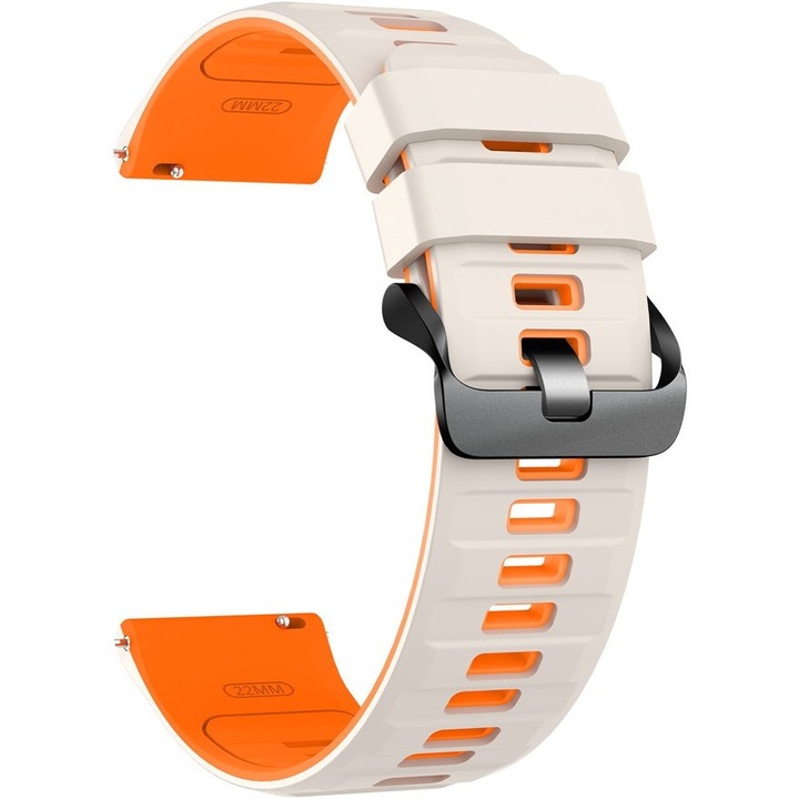 Pasek Silikon 22mm, XGSM, design sportiv, bej/oranj, set cu etui