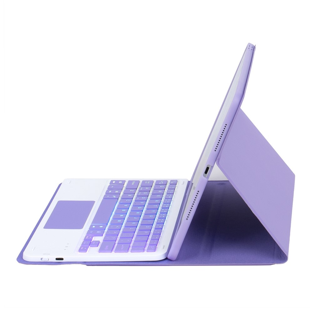 Etui 2-in-1 cu tastatura iluminata Bluetooth si touchpad pentru Samsung Galaxy Tab A11+, violet