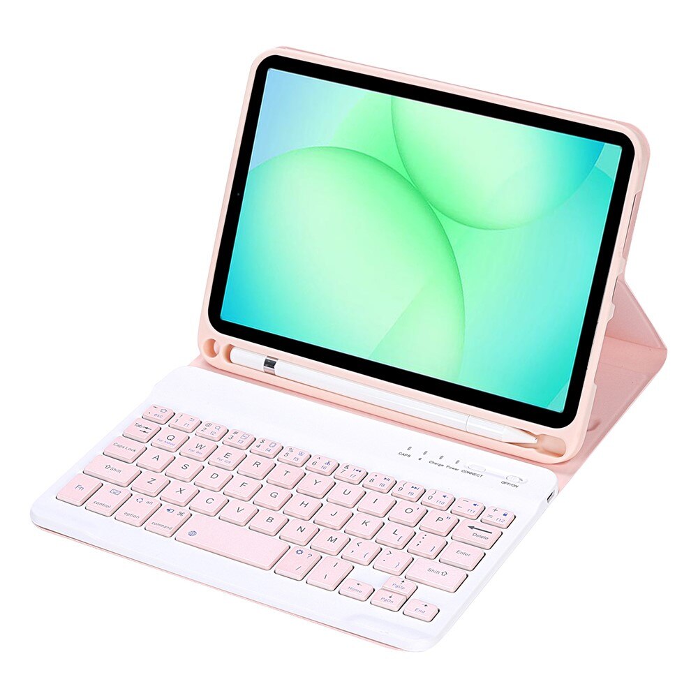 Etui cu tastatura pentru Samsung Galaxy Tab A11, roz, 2 in 1, cu suport pentru stylus