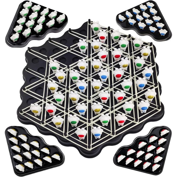 Stratégiai társasjáték háromszögekben, 2-4 játékos, 3 év+, nagy méret, élénk színek