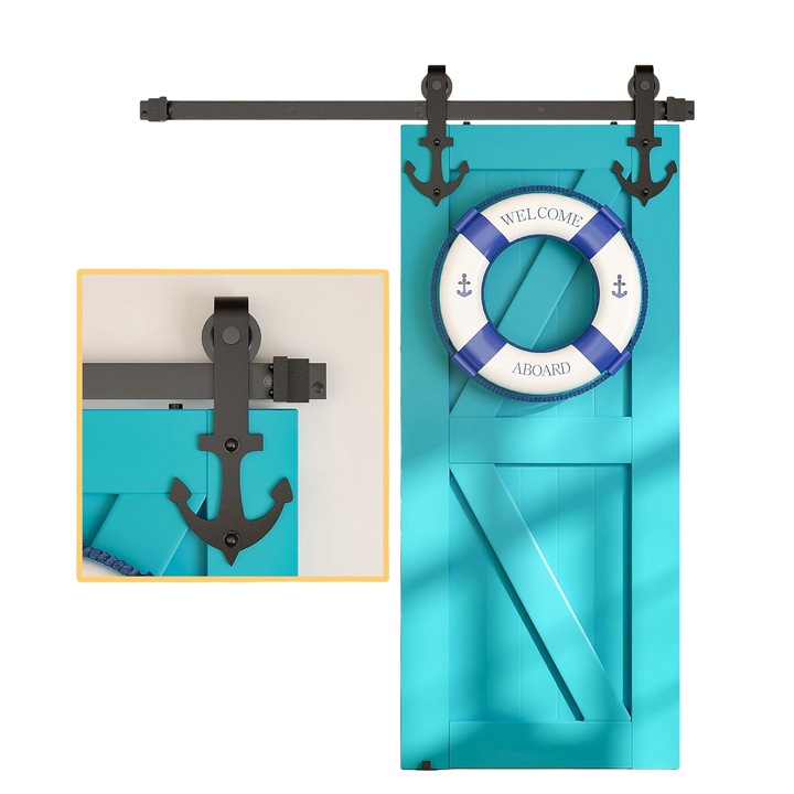 Sistem usi glisante, 150 cm, otel carbon, rotite nylon