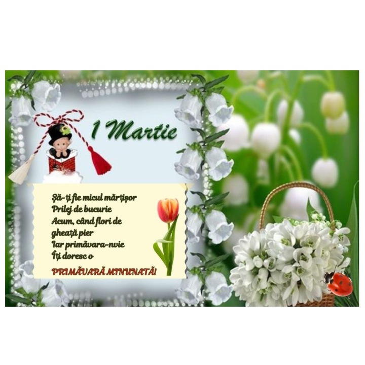 Martisor, magnet, primavara minunata, 7, 4x5cm, 10 bucati