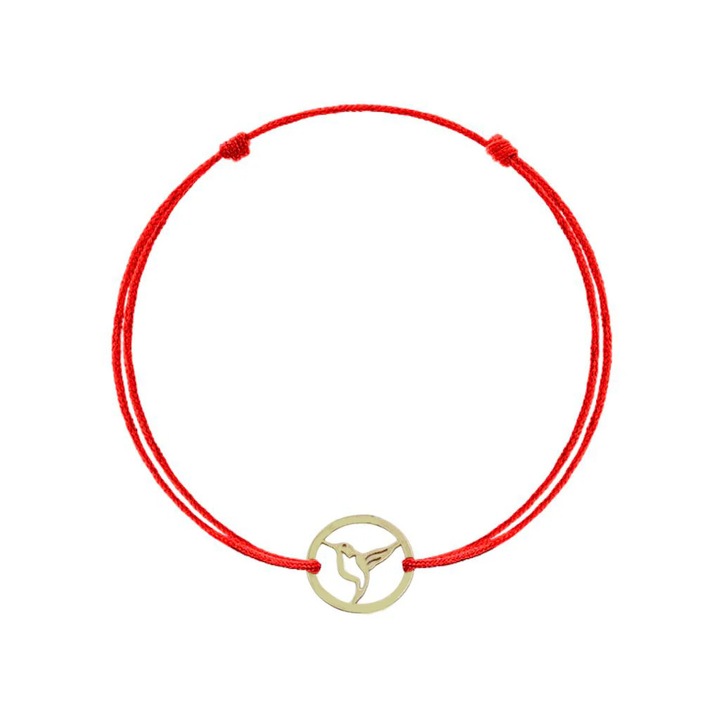 Martisor Bratara Aur 14k Snur Bird Rosu