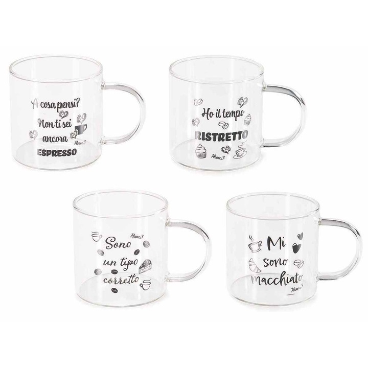 4 db-os üvegpohár készlet, Ø 7 cm x 7 H, 200 ml