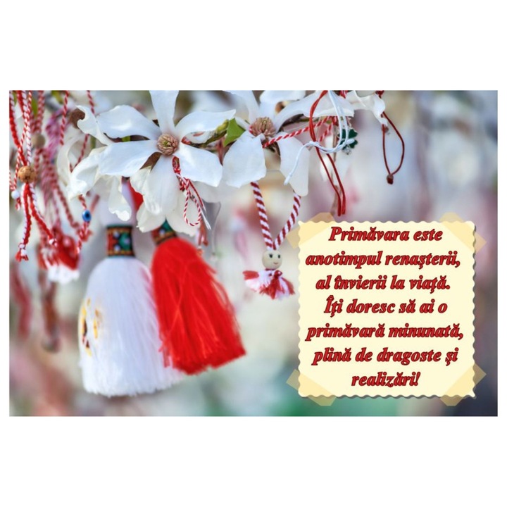 Martisor, magnet, „Iti doresc sa ai o primavara minunata”, 7, 4x5cm, 10 bucati