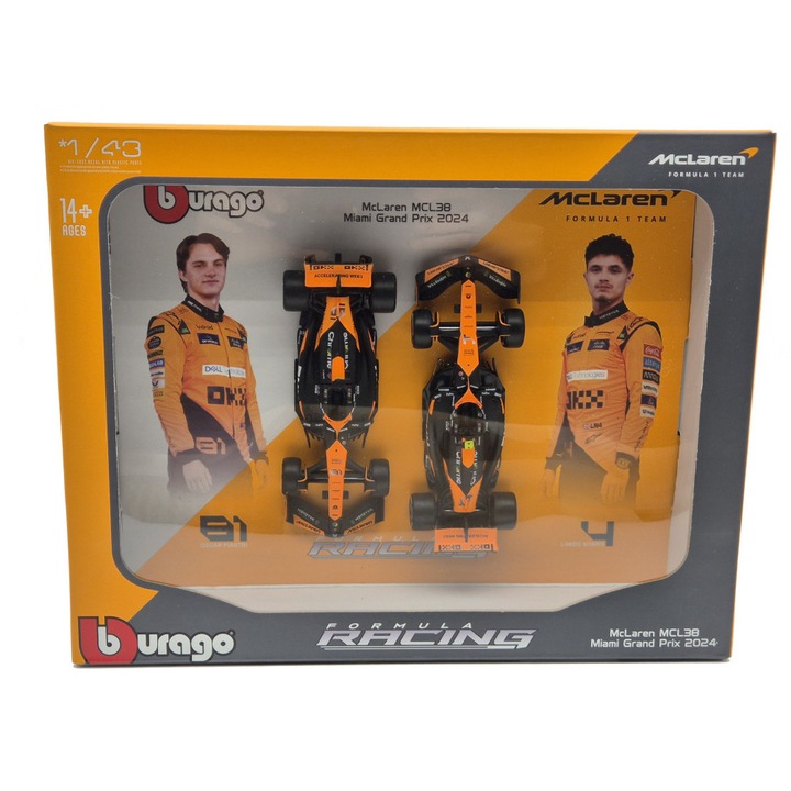 McLaren MCL38 F1 szett (2024) - #4 Lando Norris - #81 Oscar Piastri - Bburago - 1:43