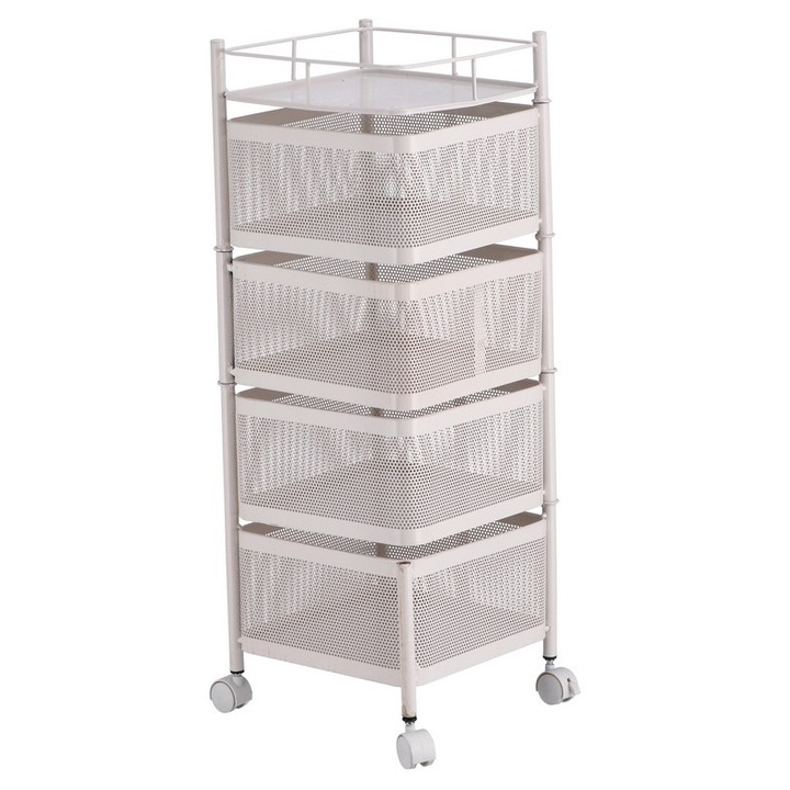 Carucior servire fier alb 27 x 27 x 76,5 cm