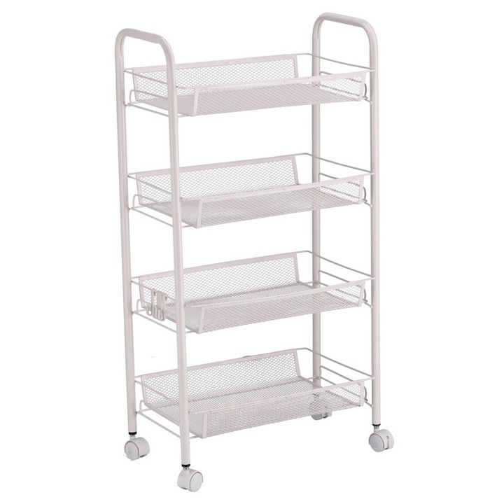 Carucior servire fier alb 44 x 26 x 83,5 cm