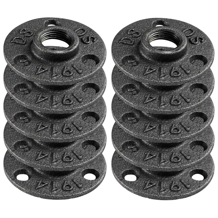 Set 10 flanse fonta 1/2 inch gri inchis 65mm