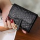 Дамско портмоне от екологична кожа, текстуриран дизайн, 10 отделения за карти, черно, 11x9x3 см