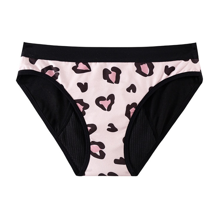 Chiloti Menstruali Reutilizabili, model floral, Captuseala din 95% bumbac, set de 4 straturi, roz deschis M