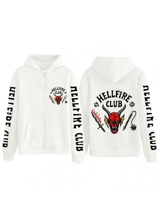Hanorac unisex, imprimeu Stranger Things HellFire Club, multicolor