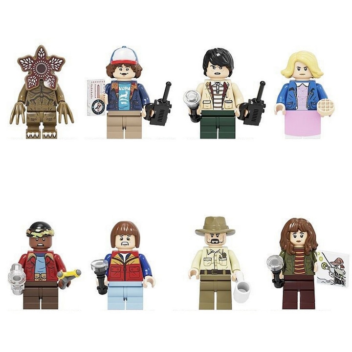 Stranger Things építőkocka készlet, kis figurák 4.5cm, nagy figurák 8cm, 8 szett