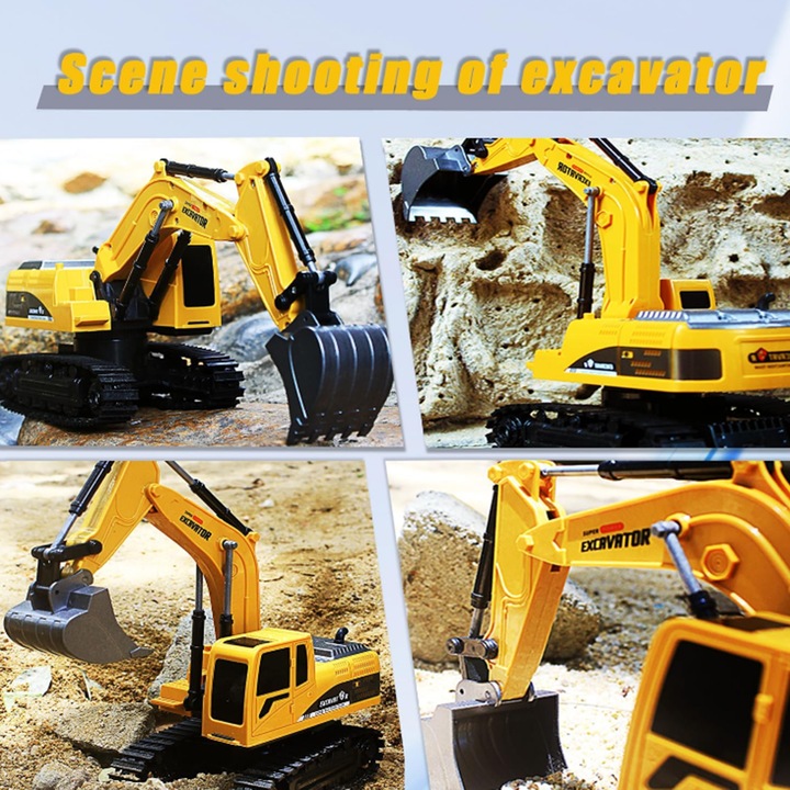 Играчка багер с дистанционно управление, многофункционален, жълт, 3-8 години, комплект за игра на открито