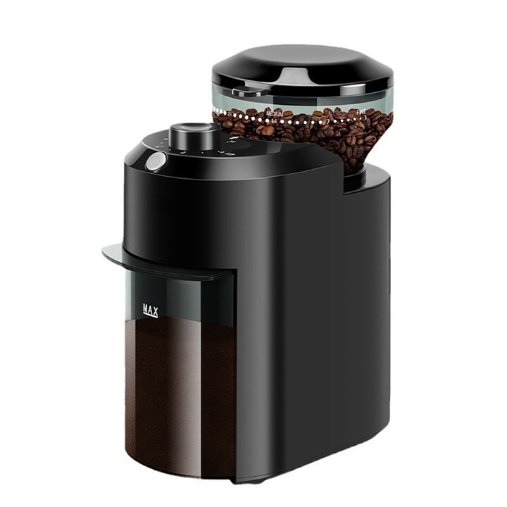 Rasnita de Cafea Electrica Gorielden, 28 setari, capacitate 2-12 cani, design compact, negru