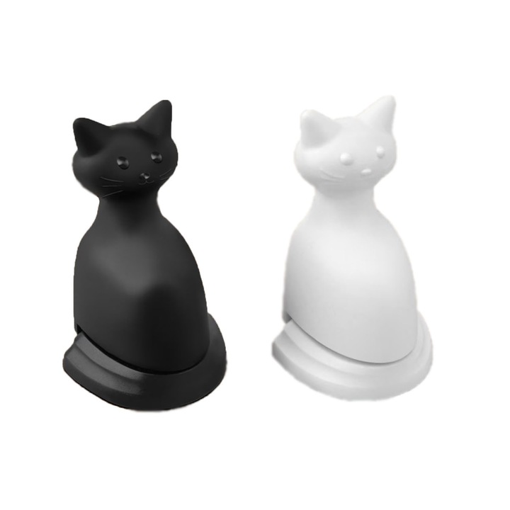 Opritor usa magnetic, set 2 bucati, alb/negru, 50x73mm, material plastic/inox