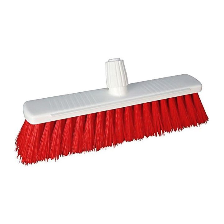 Bürstenmann 326909 20-2N Padlókefe, Nagy, Kiváló minőségű, PBT sörték, Műanyag, 40 cm, Fehér/Piros