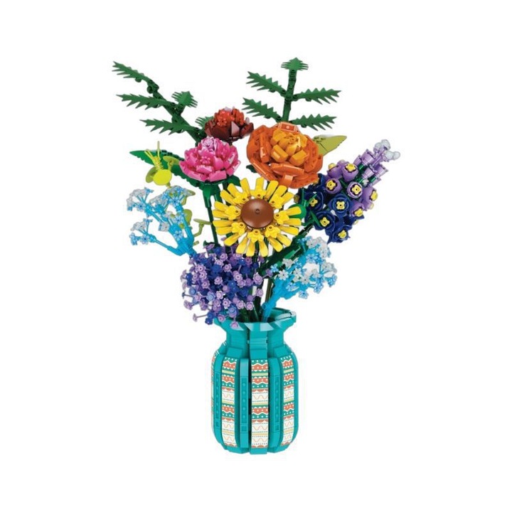 Комплект строителни блокчета, 3D, живи цветове