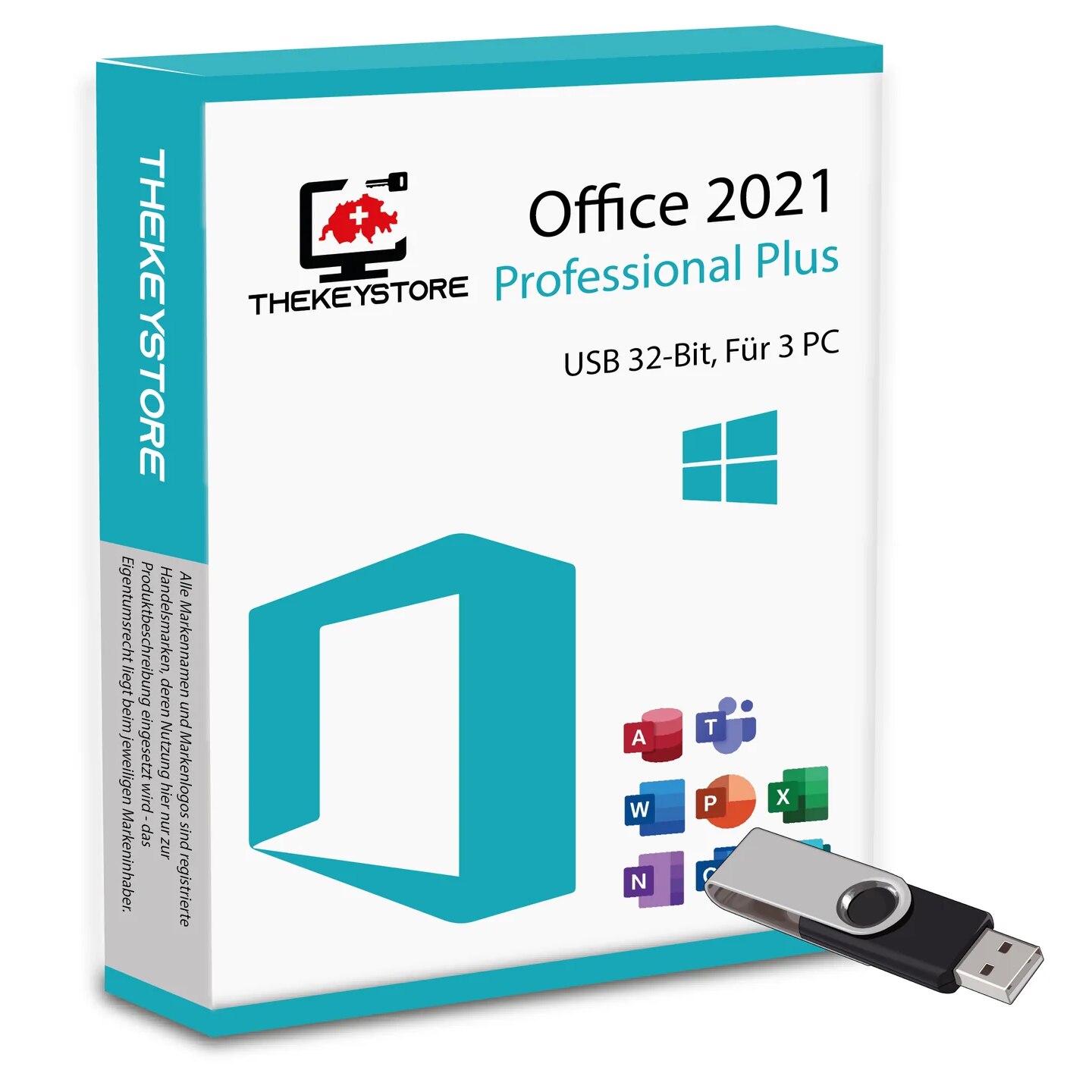 Pachet Microsoft Office 2021 Pro Plus, USB inclus, licență permanentă ...