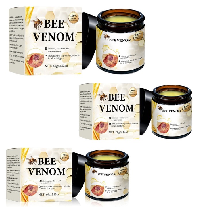 Méhméreg bőrápoló krém, All-in-One méhméreg krém, feszesíti és tonizálja az arcot, hatékonyan csökkenti a bőrhibákat, gyengéd és nem irritál, minden területre alkalmas. 60 g (3 db-os csomag)