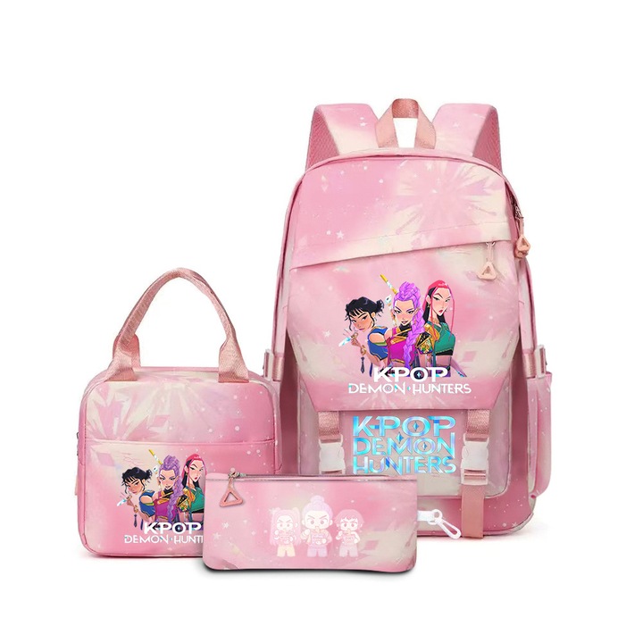 Set ghiozdan scolar K-pop Witcher (ghiozdan + geanta de pranz + penar), multicolor, 29x15x43cm