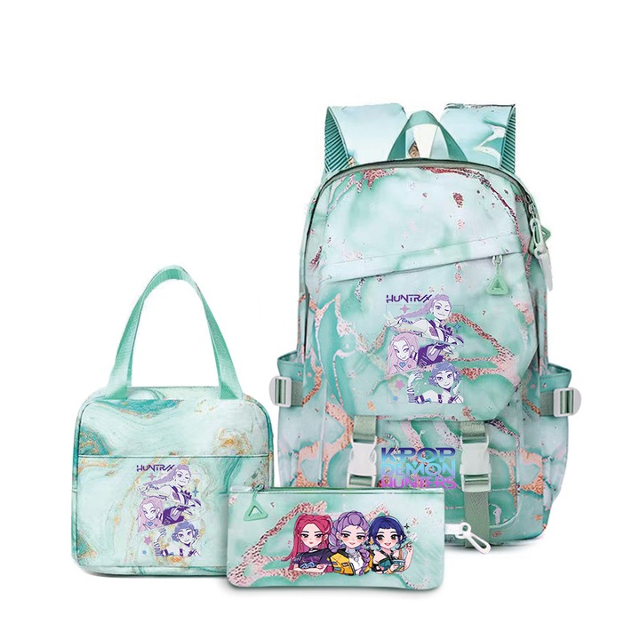 Ghiozdan set K-POP Witcher Girls (ghiozdan + geanta de pranz + penar), multicolor, 29x15x43cm