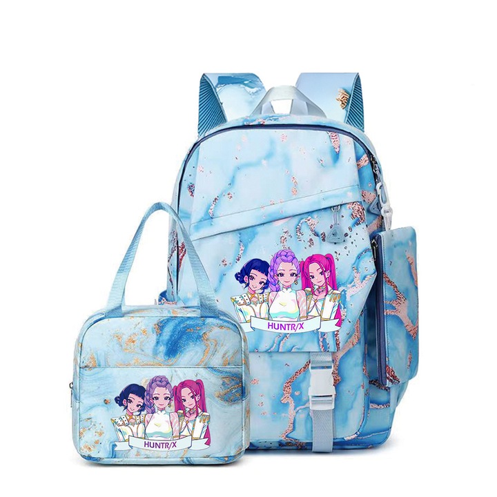 Ghiozdan set K-POP Witcher Girls (ghiozdan + geanta de pranz + penar), multicolor, 29x15x43cm