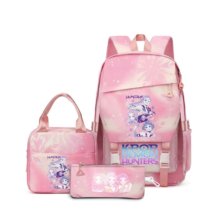 Ghiozdan set KPOP Witcher Girls (ghiozdan + geanta de pranz + penar), multicolor, 29x15x43cm