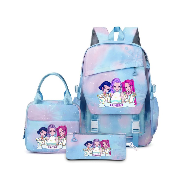 Ghiozdan set KPOP Witcher Girls, 29x15x43cm, multicolor (ghiozdan + geanta de pranz + penar)