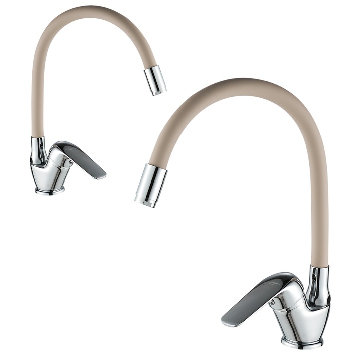 Konyhai csaptelep, Kuchinox, ELZA modell, rugalmas kifolyó 360, bézs színű, magasság 33cm