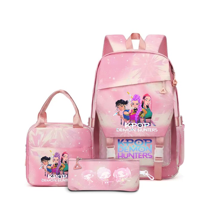 Ghiozdan set KPOP Witcher Girls (ghiozdan + geanta de pranz + penar), multicolor, 29x15x43cm