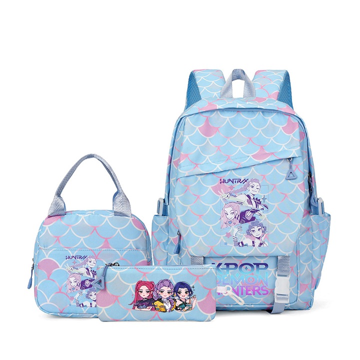 Ghiozdan set K-POP Witcher Girls (ghiozdan + geanta de pranz + penar), multicolor, 29x15x43cm