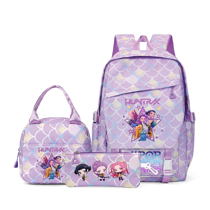 Ghiozdan set KPOP Witcher Girls (ghiozdan + geanta de pranz + penar), multicolor, 29x15x43cm