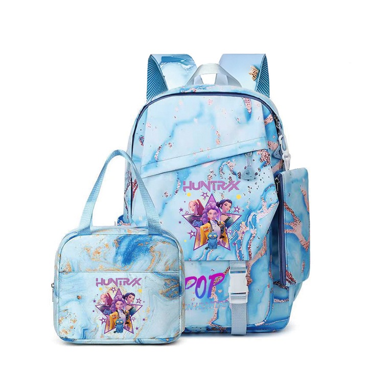 Ghiozdan set K-POP Witcher Girls (ghiozdan + geanta de pranz + penar), multicolor, 29x15x43cm