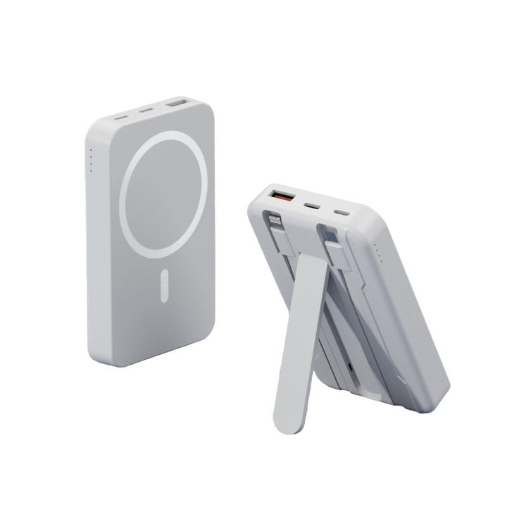 Bedee Mágneses power bank, külső akkumulátor, 5000mAh fehér, 9.6x6.5x1.8 cm