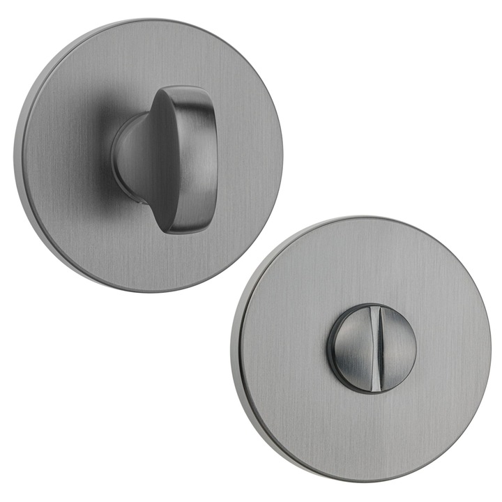 Szyld WC Okraglet, Kuchinox, satinat mat, 53x6mm, set cu elemente de montaj