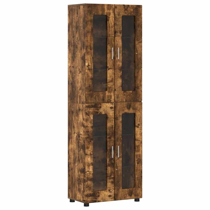 Bufet cu raft vidaXL, Stejar fumuriu 60 x 35 x 182 cm Lemn compozit