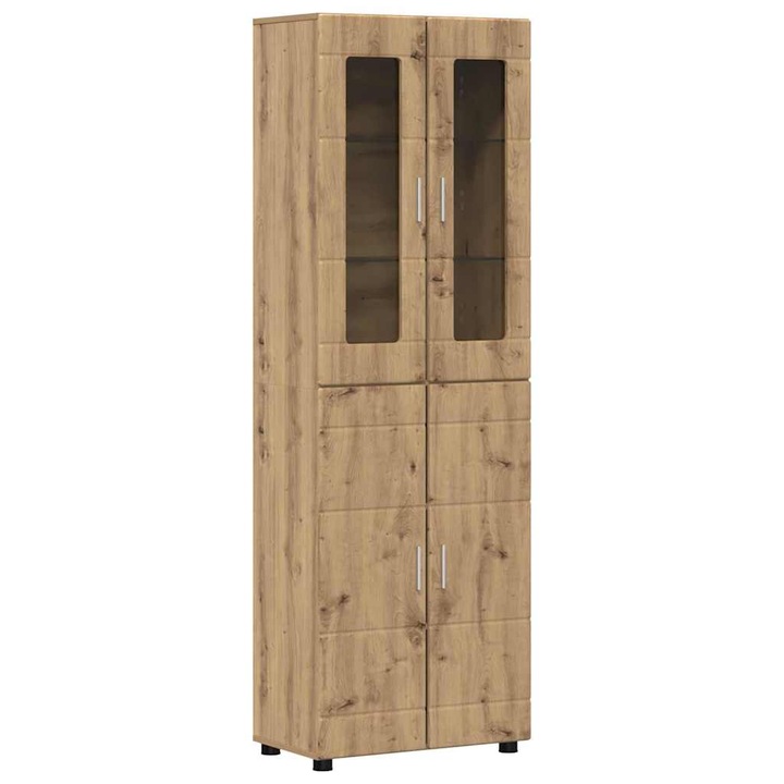 Bufet cu raft vidaXL, Stejar Artizanal 60 x 35 x 182 cm Lemn compozit
