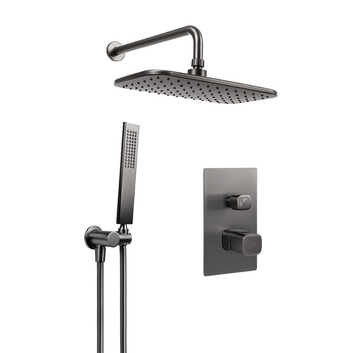 Baterie natryska subtire cu deschidere reglabila, Laveo, grafit, set complet