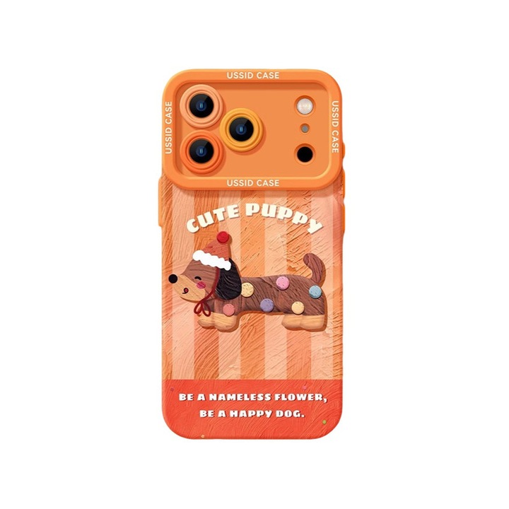 Husa telefon compatibila cu iPhone 17 Pro Max, design catel, protectie completa, portocaliu