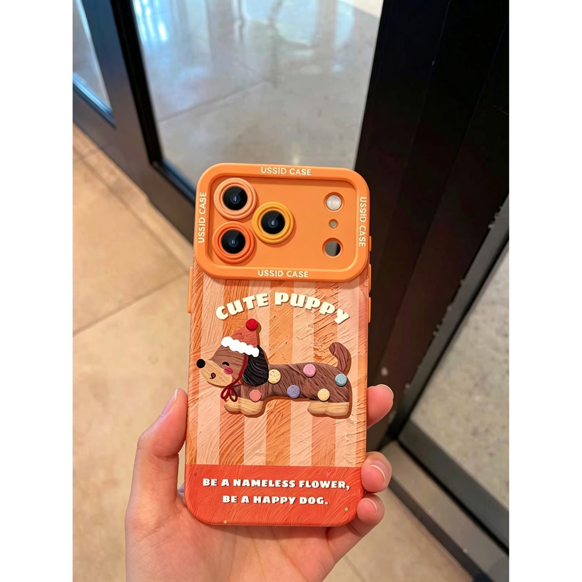 Husa telefon compatibila cu iPhone 17 Pro Max, design catel, protectie completa, portocaliu