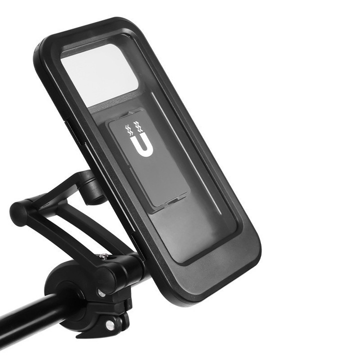 Suport impermeabil pentru telefon – cu fixare magnetica si rotatie 360°, ideal pentru bicicleta, motocicleta si trotineta