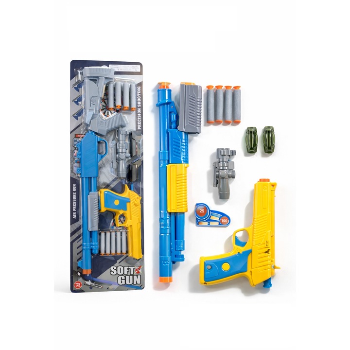 Set arme de jucarie cu sageti din spuma – Nou, in ambalaj