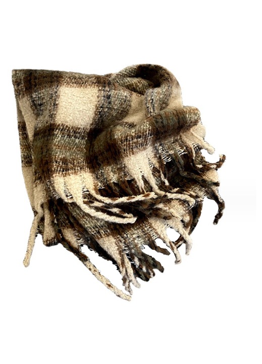 HERUSI unisex sál, puha, meleg, khaki/fekete/sötétkék, 50x180cm