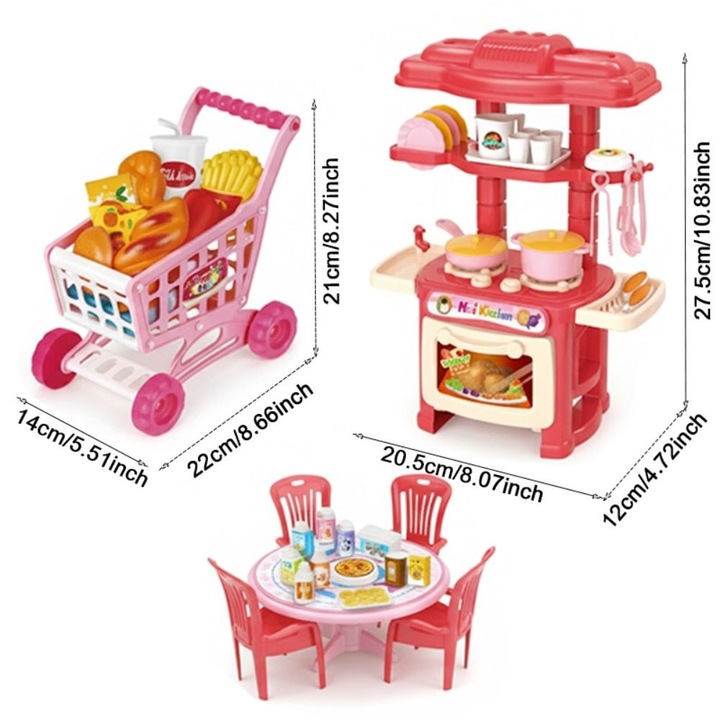 Комплект за ролеви игри за деца – Пълни аксесоари за кошница, кухня, маса, забавна и образователна игра