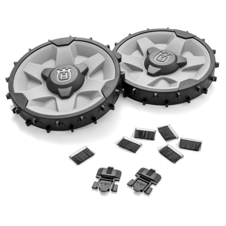 Set roti teren pentru cositoare Husqvarna Automower 310, 315, 315X, 2 roti grele, 6 perii